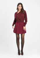 SIMONA CORSELLINI Gonna corta bordeaux da donna con ampie pieghe piatte A25CPGO01301-C00018 V0741 SIMONA CORSELLINI 