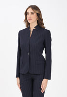 PINKO Giacca monopetto blu da donna con motivo gessato 105626A2QY EZ1 PINKO 