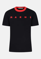 T-shirt a manica corta nera per donna e bambina con stampa logo M01228M00L9 0M900 MARNI 