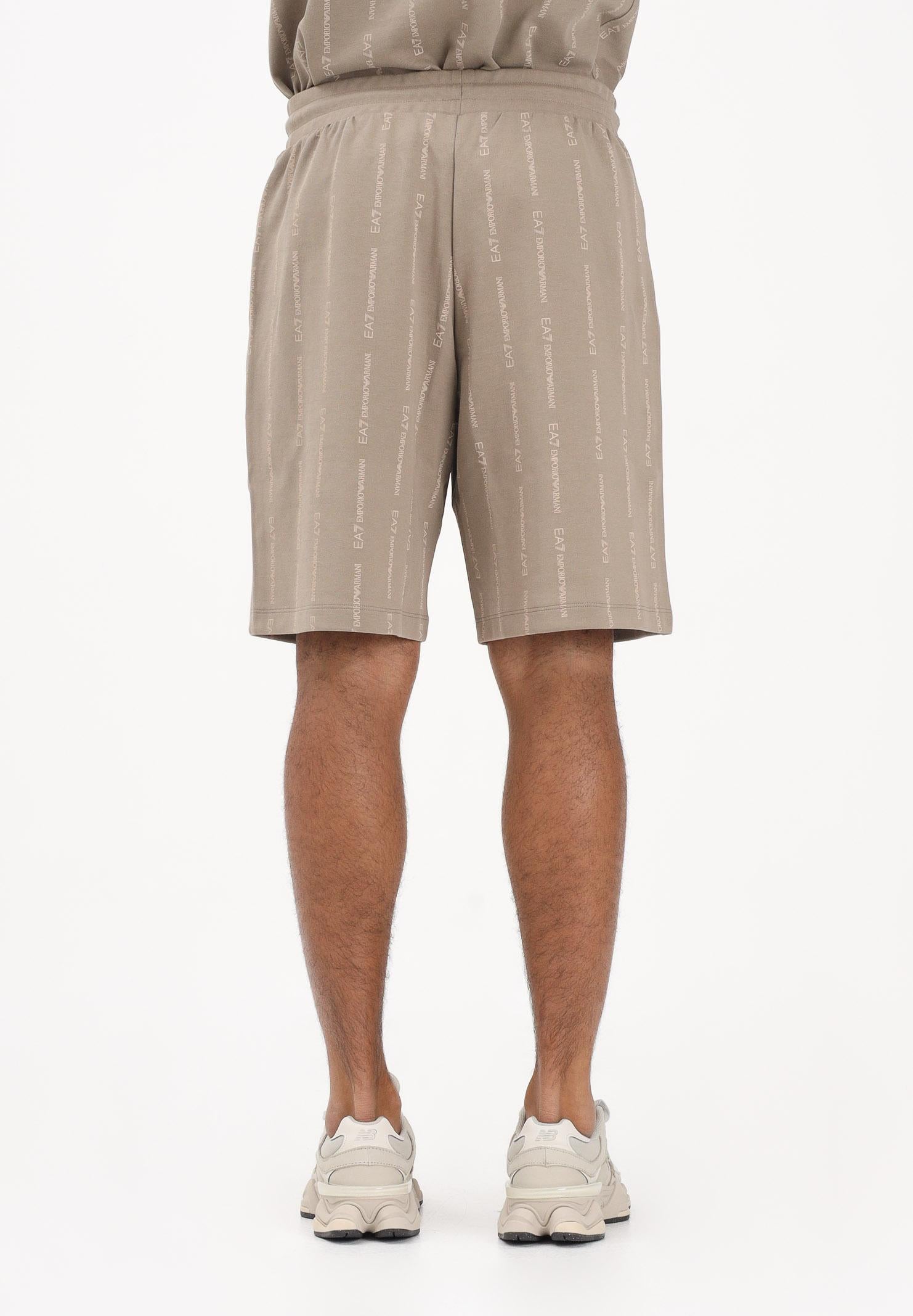 EA7 Shorts sportivo beige da uomo con stampa all-over del logo 7M001393AF12660 F1030 EA7 
