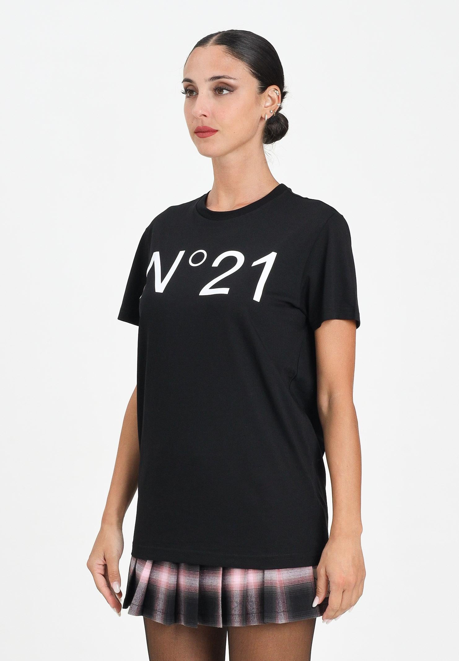 N21 T-shirt a manica corta nera per donna, ragazzi e bambini con stampa logo N21173N0153 0N900 N21 