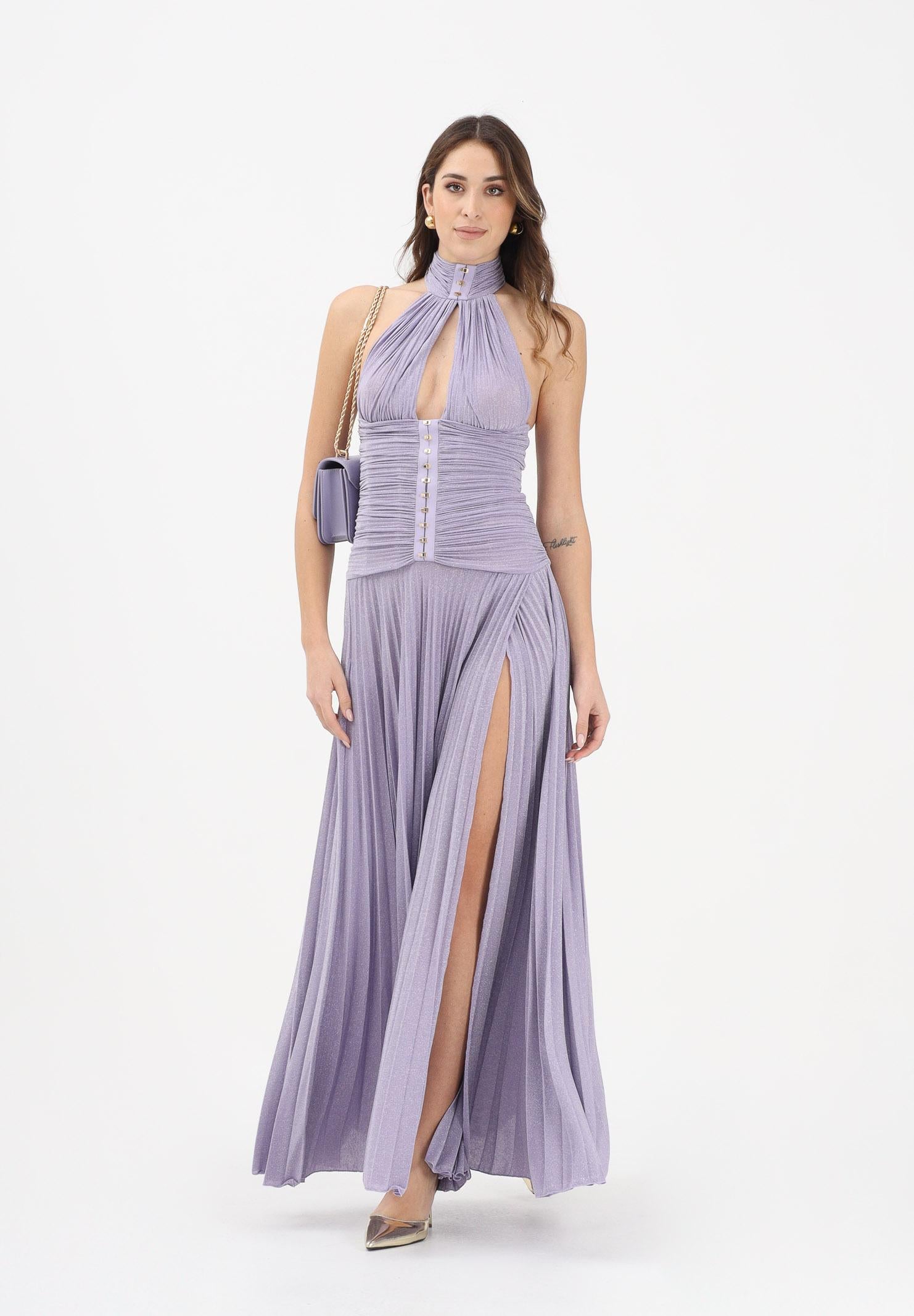 ELISABETTA FRANCHI Abito lungo lilla da donna in jersey lamé ABR1861E2 EV7 ELISABETTA FRANCHI 