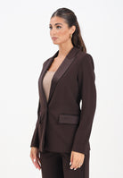 VICOLO Giacca marrone da donna con inserti in raso TF0304 FU69 VICOLO 