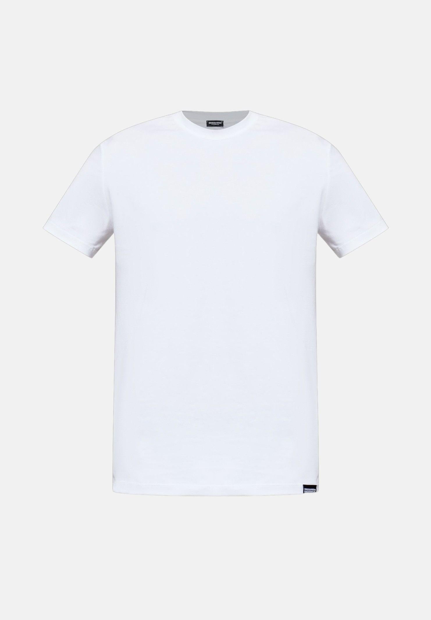 DSQUARED2 T-shirt a manica corta bianca da uomo con ricamo logo sul retro D9M206250 100 DSQUARED2 