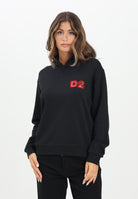 DSQAURED2 Felpa con cappuccio nera per donna, ragazzi e bambini con logo Beads DQ3016D009B DQ900 DSQUARED2 