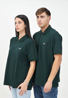 Polo verde per uomo e donna con patch logo 1212 YZP LACOSTE 