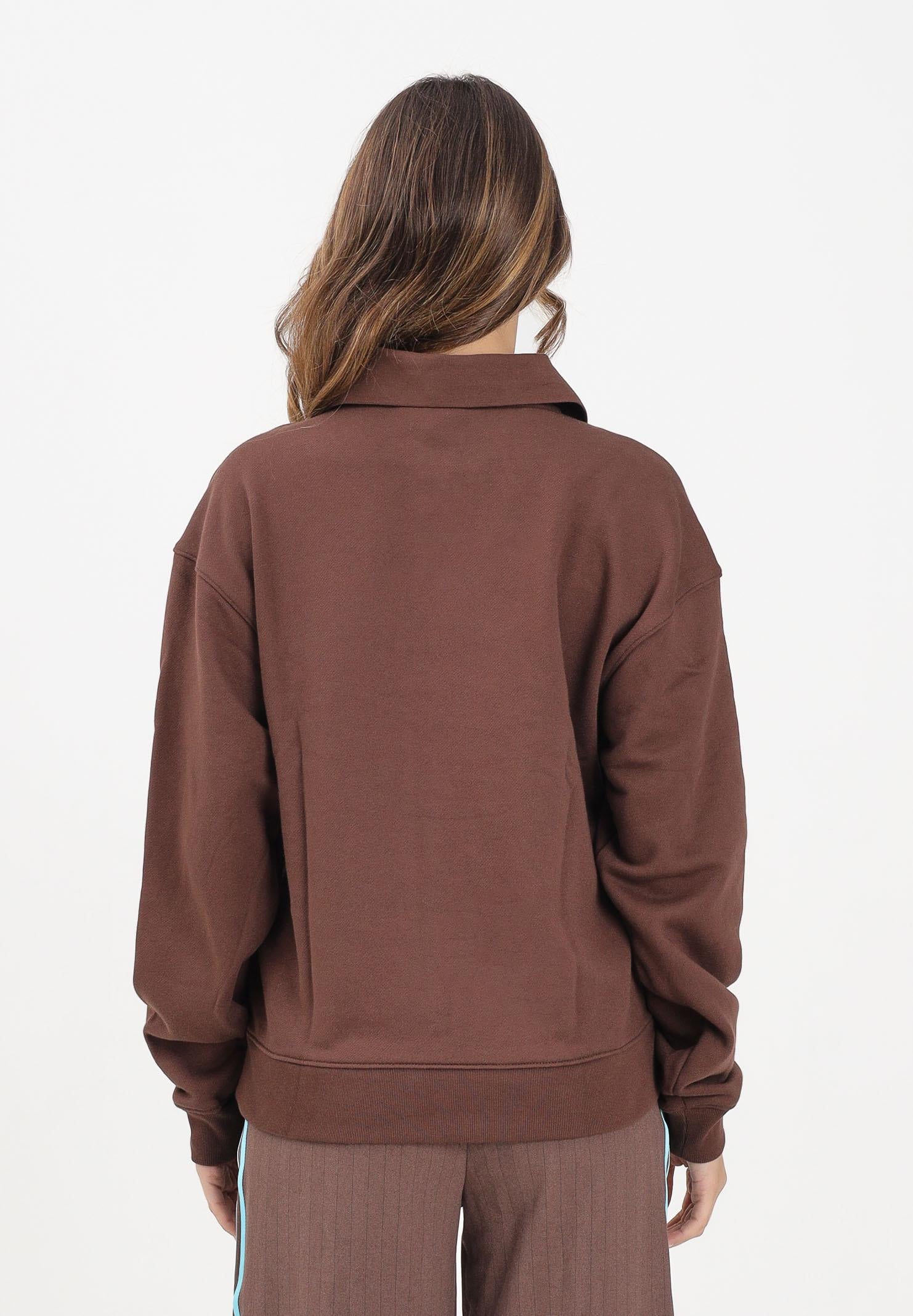 ADIDAS ORIGINALS Felpa stile polo marrone da donna con grafica da calcio JZ0879  ADIDAS ORIGINALS 