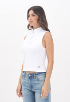 CALVIN KLEIN JEANS Top bianco da donna a collo alto con zip LV047C909GYAA  CALVIN KLEIN JEANS 