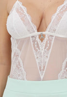 PATRIZIA PEPE Body in tulle e pizzo stretch bianco da donna 2I0143A602 W146 PATRIZIA PEPE 