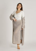 AKEP Gonna lunga beige da donna con spacco e dettagli trasparenza GOKD13038 V3 AKEP 
