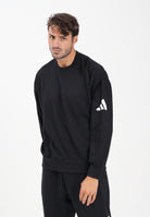 ADIDAS PERFORMANCE Felpa girocollo Essentials Loose Fit 3 Bar Logo nera da uomo JF3542 . ADIDAS PERFORMANCE 