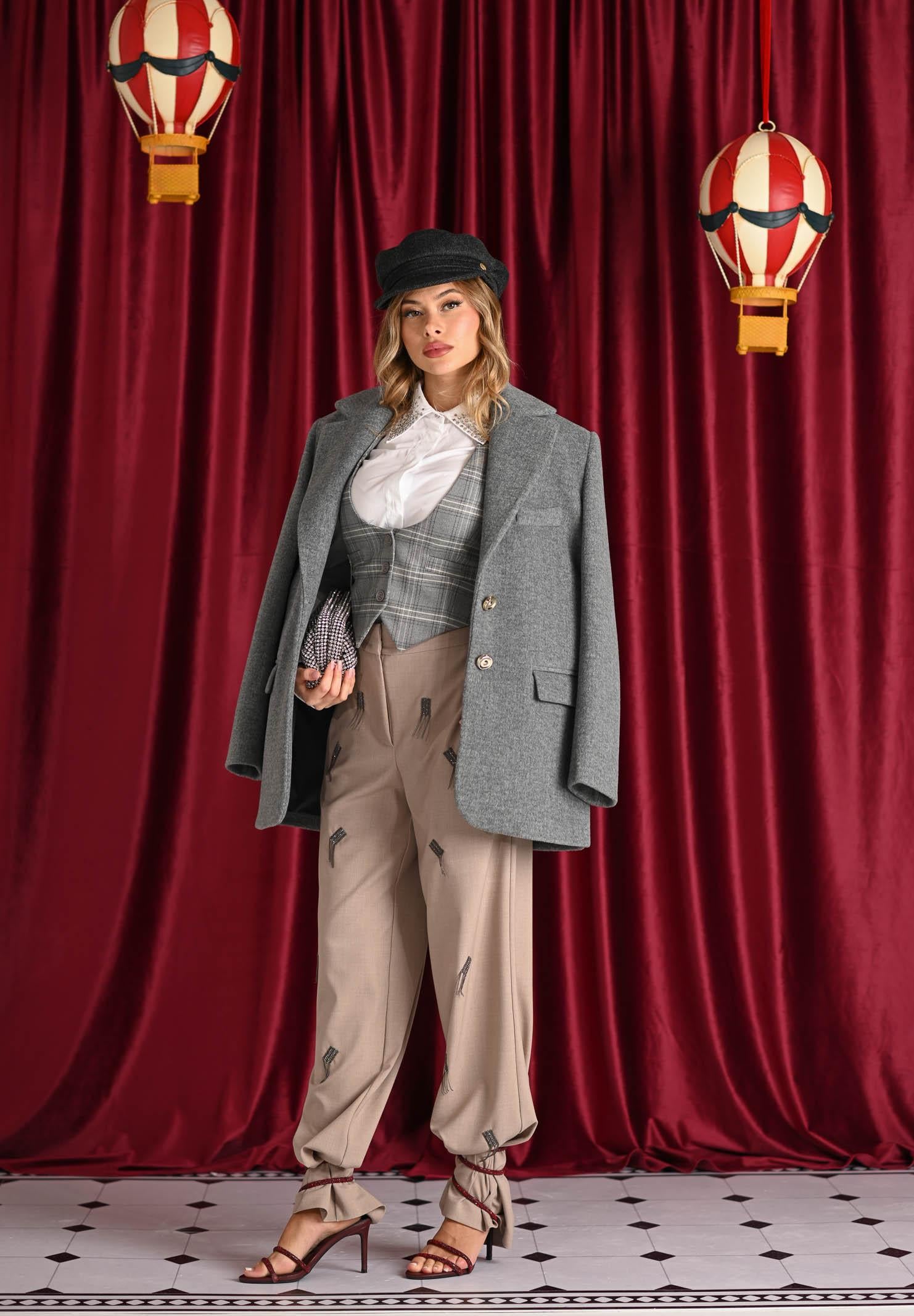 SANTAS Cappotto corto LUMIÈRE grigio da donna PV2620 GR SANTAS 
