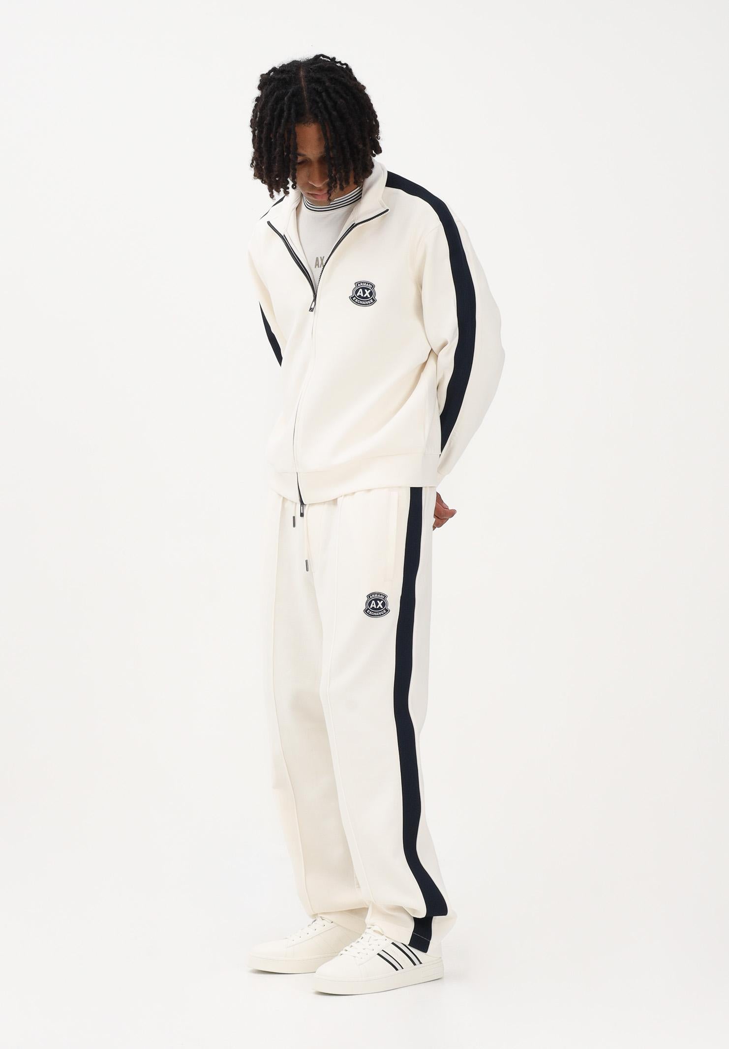 ARMANI EXCHANGE Pantalone sportivo panna da uomo con logo e bande laterali a contrasto XM002368AF13047 U1074 ARMANI EXCHANGE 