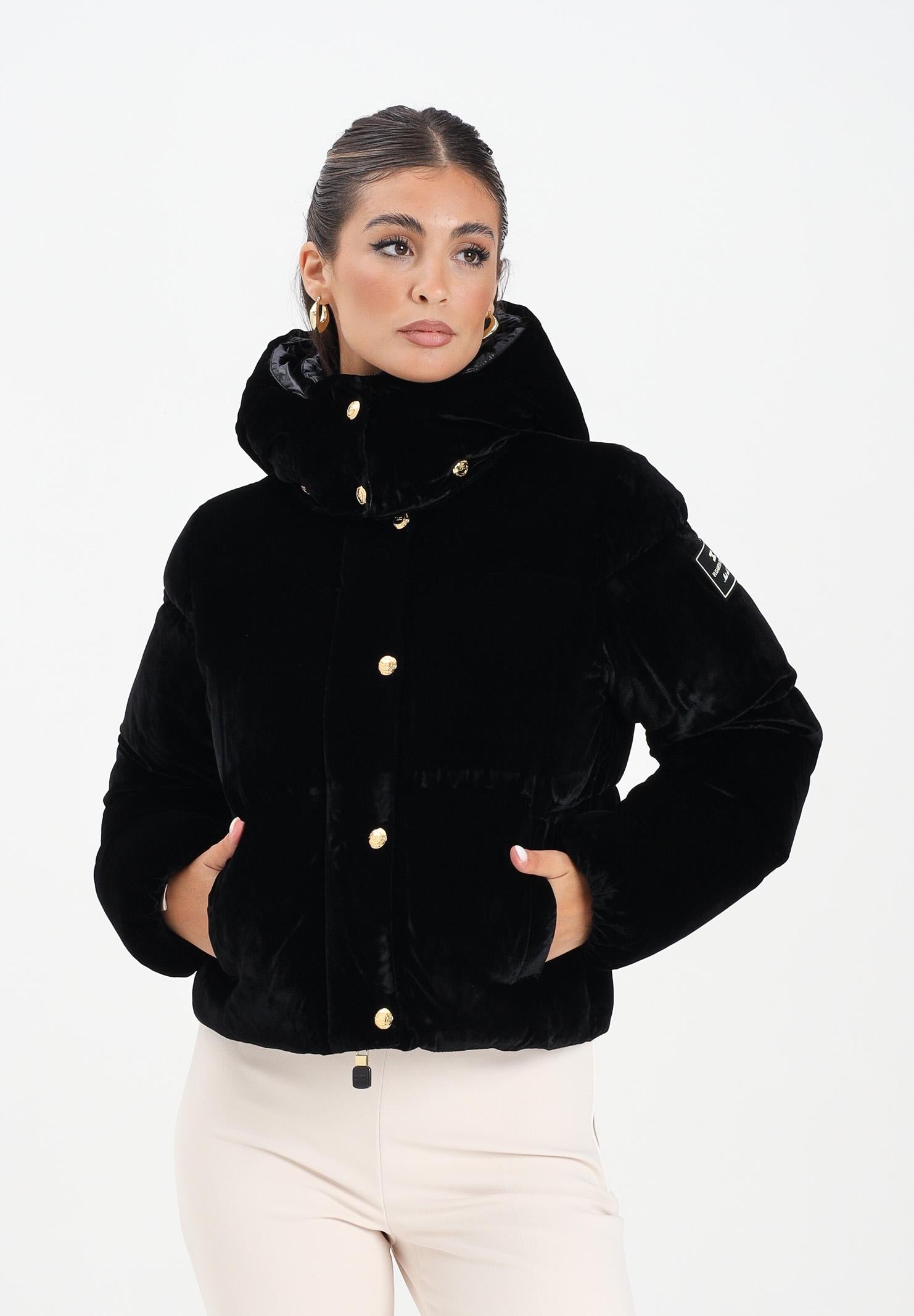 ELISABETTA FRANCHI Piumino cropped in velluto nero da donna PI82D56E2 110 ELISABETTA FRANCHI 