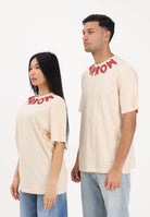 BARROW T-shirt a manica corta crema per uomo e donna con girocollo logato S6BWUATH071 013 BARROW 