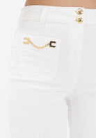 ELISABETTA FRANCHI Jeans a vita alta avorio da donna con dettagli gioiello PJ25D61E2 360 ELISABETTA FRANCHI 