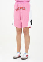 DSQUARED2 Shorts rosa per donna e bambina con stampa logo DQ2789D0AC4 DQ321 DSQUARED2 