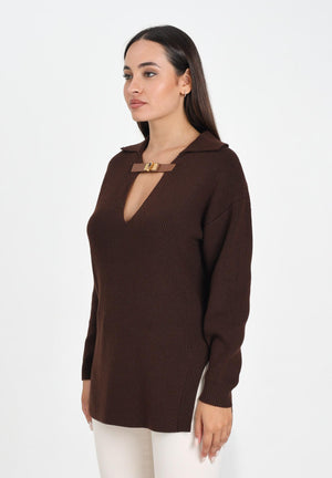 ELISABETTA FRANCHI Maglioncino color caffè da donna con cinturino gioiello MK06S56E2 EA3 ELISABETTA FRANCHI 