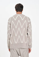 I'M BRIAN Maglione girocollo beige da uomo con motivo zig-zag MA3402 0025 I'M BRIAN 