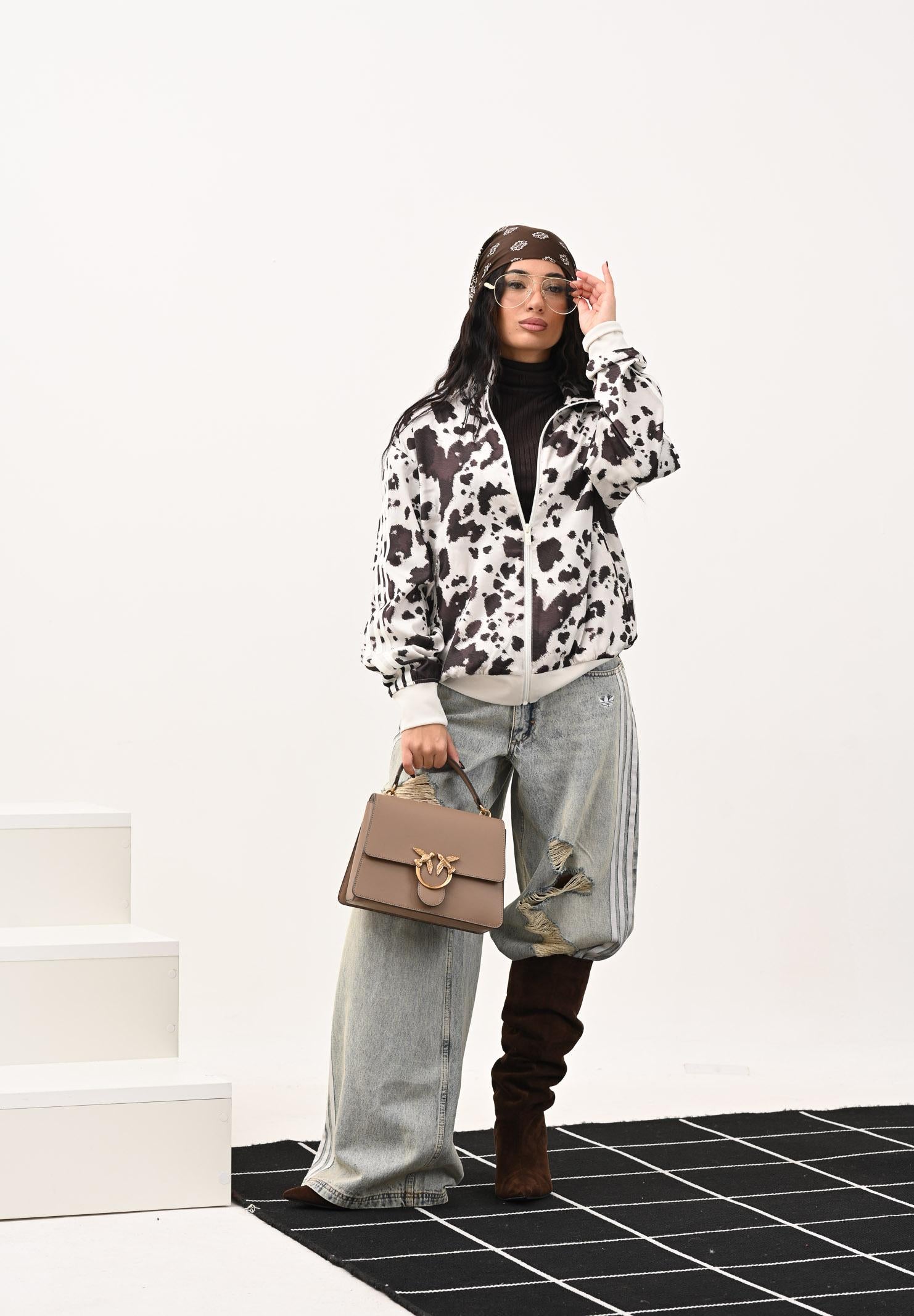 ADIDAS ORIGINALS Jeans LOOSE DENIM DESTRESSED in denim chiaro da donna KE3301  ADIDAS ORIGINALS 