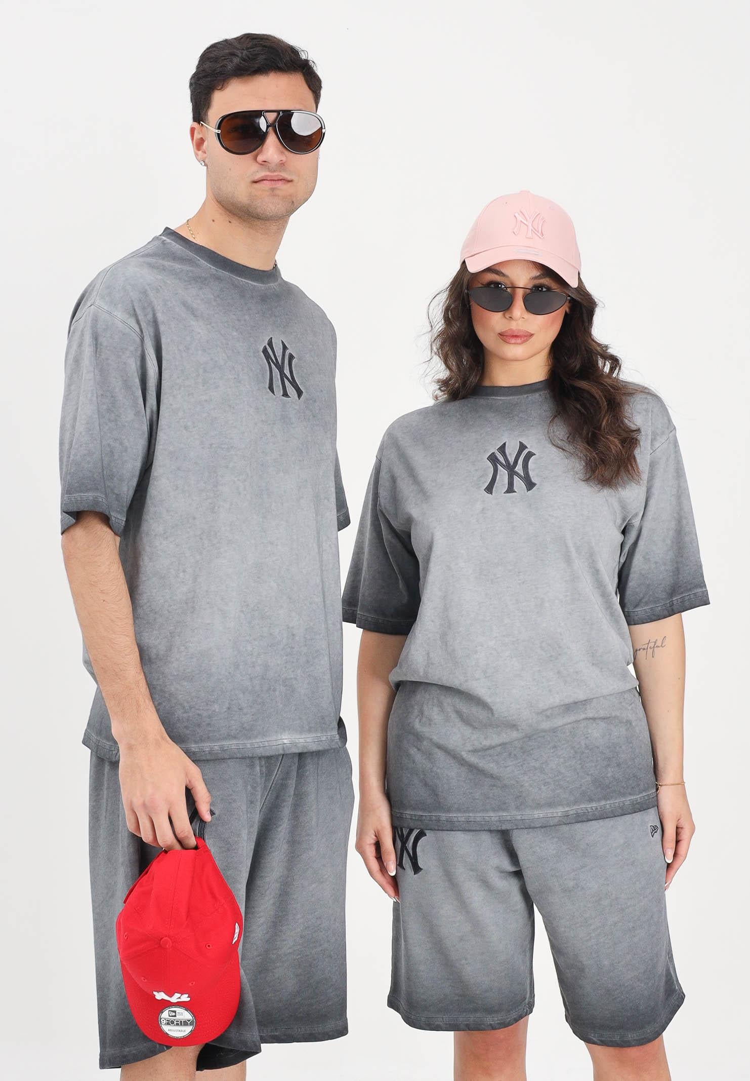 NEW ERA T-shirt a manica corta New York Yankees MLB Washed Logo grigia per uomo e donna 60856162 . NEW ERA 