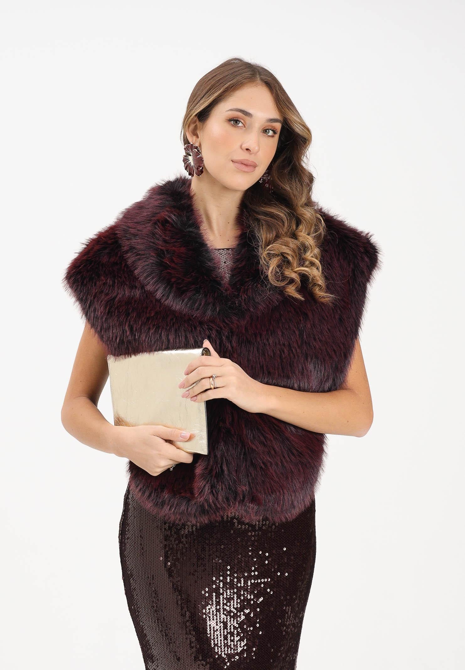 PATRIZIA PEPE Pellicciotto bordeaux da donna 8F0063E072 R871 PATRIZIA PEPE 