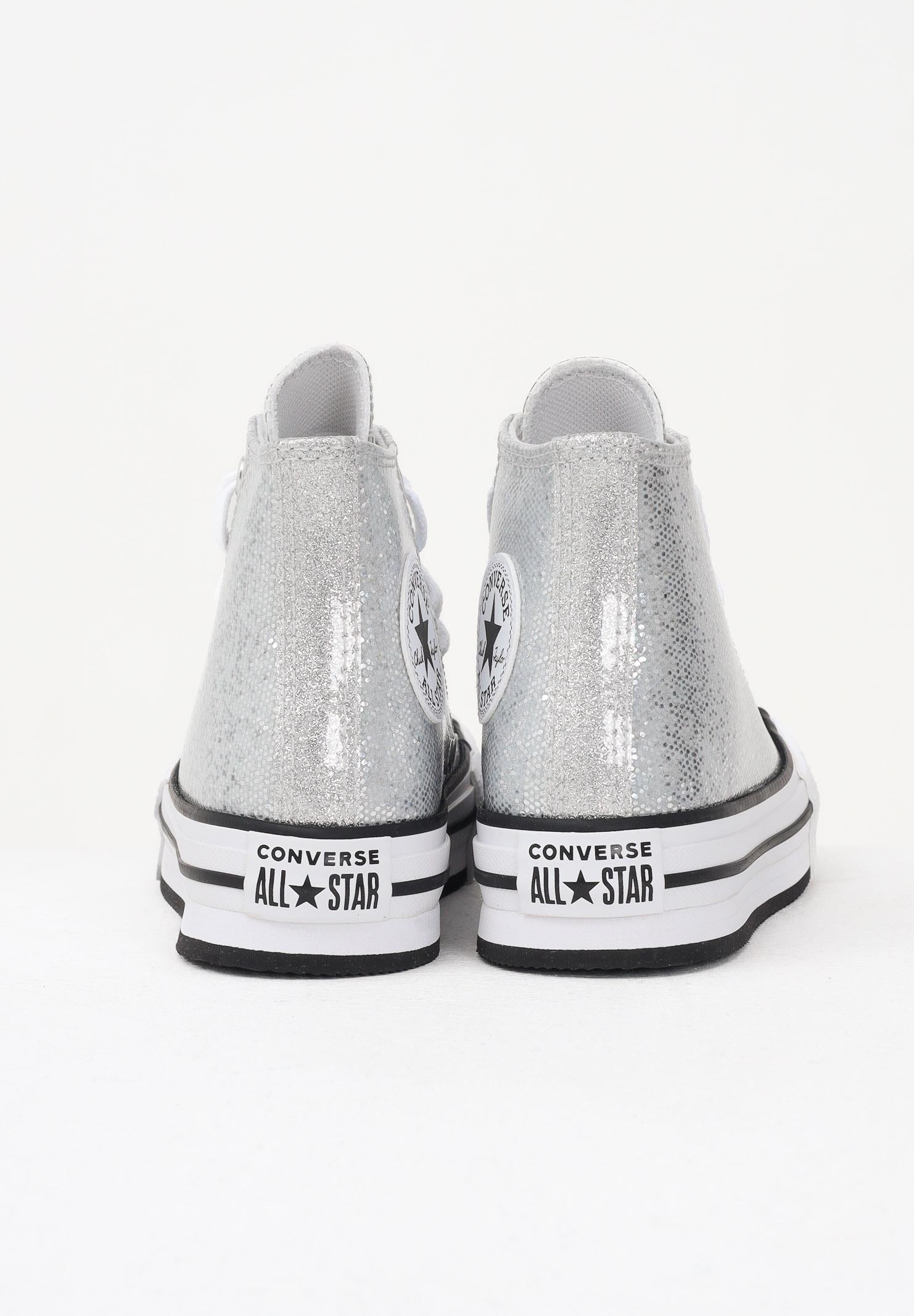 CONVERSE Sneakers Chuck Taylor All Star Lift Platform Disco Glitter argento da bambina A17658C  CONVERSE 