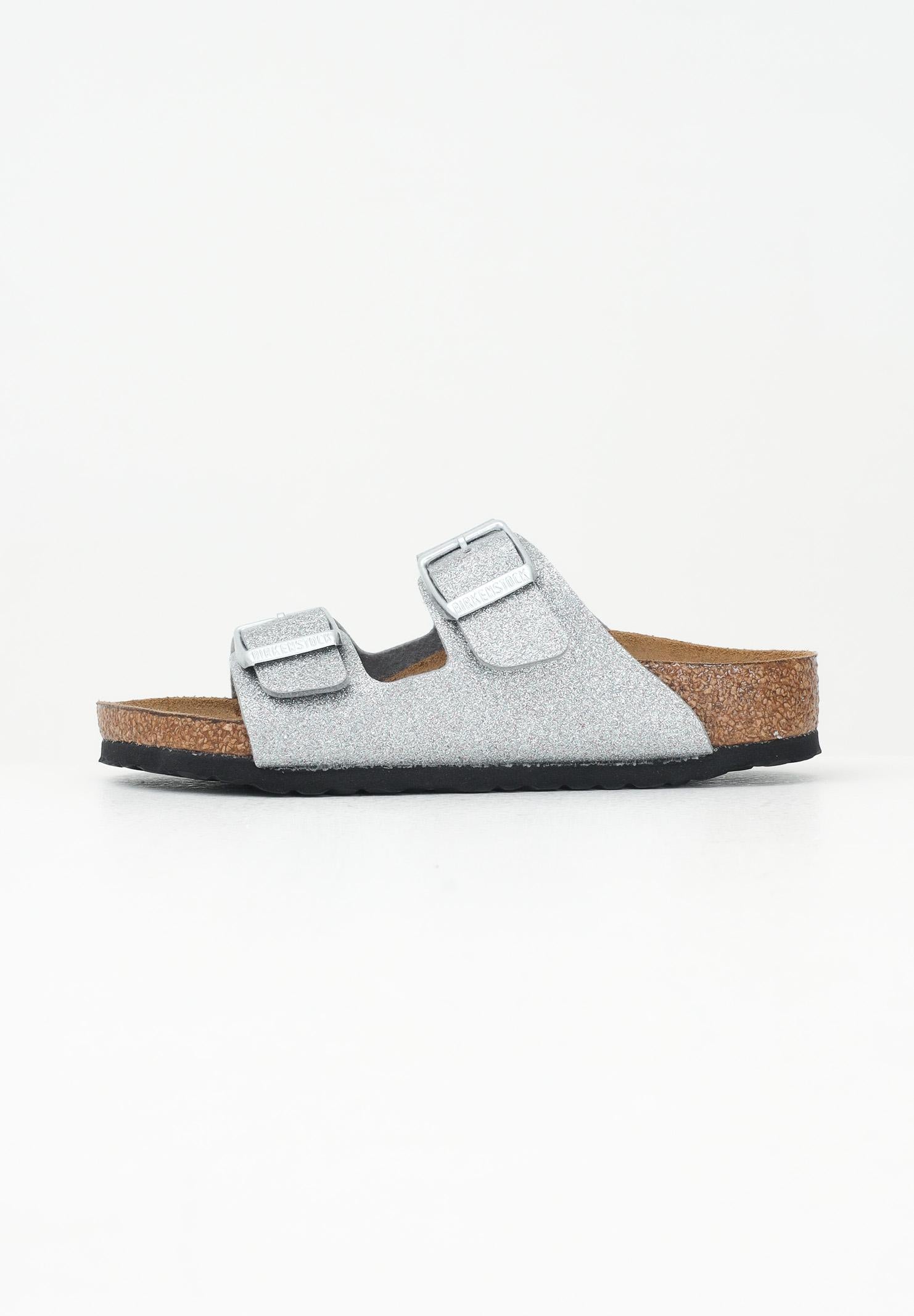 BIRKENSTOCK Ciabatte Arizona argento da bambina con glitter 1029468 . BIRKENSTOCK 