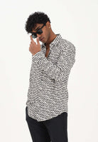 PATRIZIA PEPE Camicia a manica lunga panna da uomo con fantasia astratta 5C0310A093 FG81 PATRIZIA PEPE 