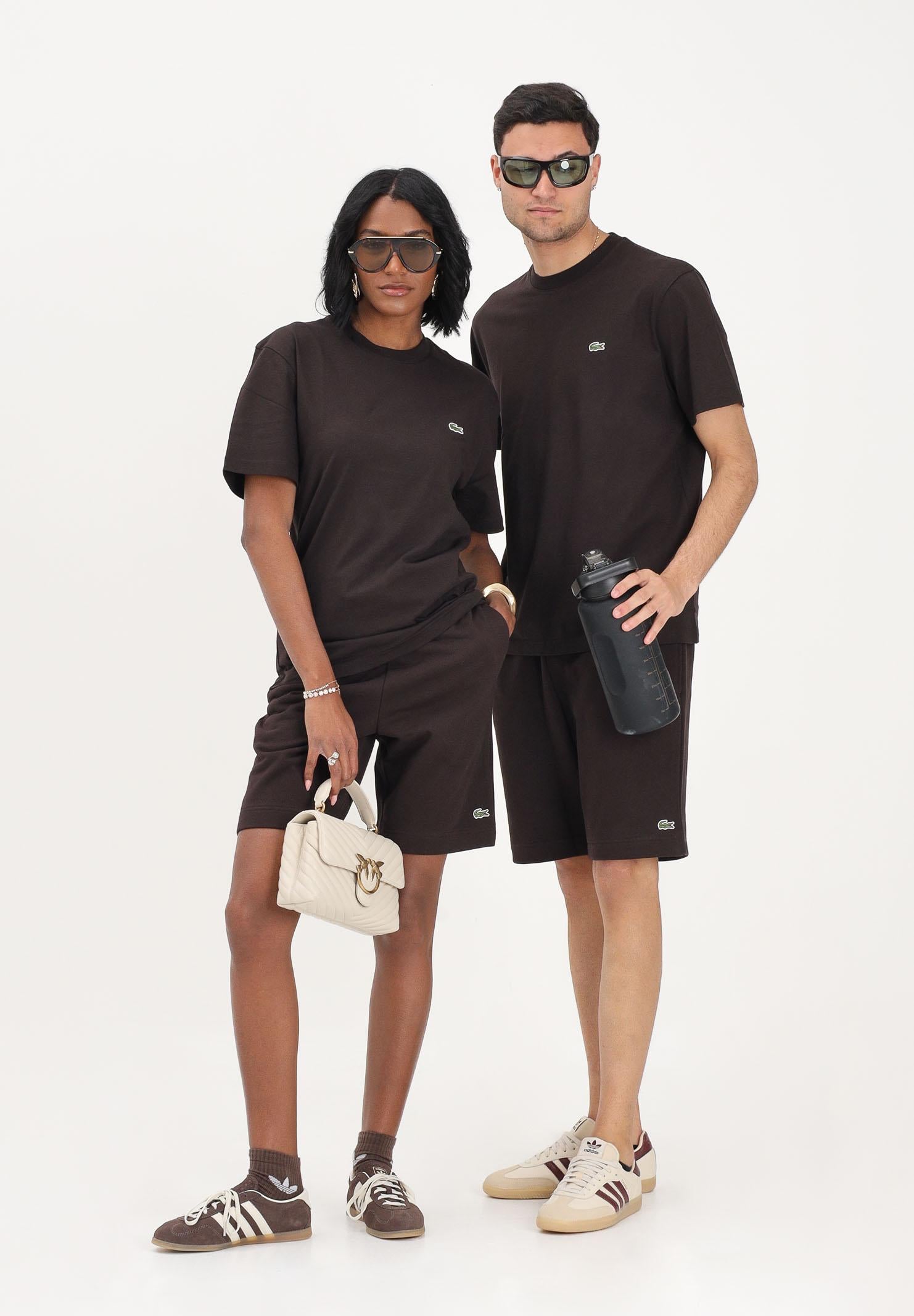 LACOSTE Shorts sportivo marrone per uomo e donna con logo GH9860 3LA LACOSTE 