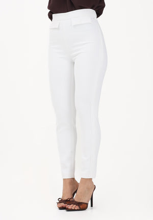ELISABETTA FRANCHI Pantalone elegante avorio da donna con logo ricamato PA17061E2 360 ELISABETTA FRANCHI 
