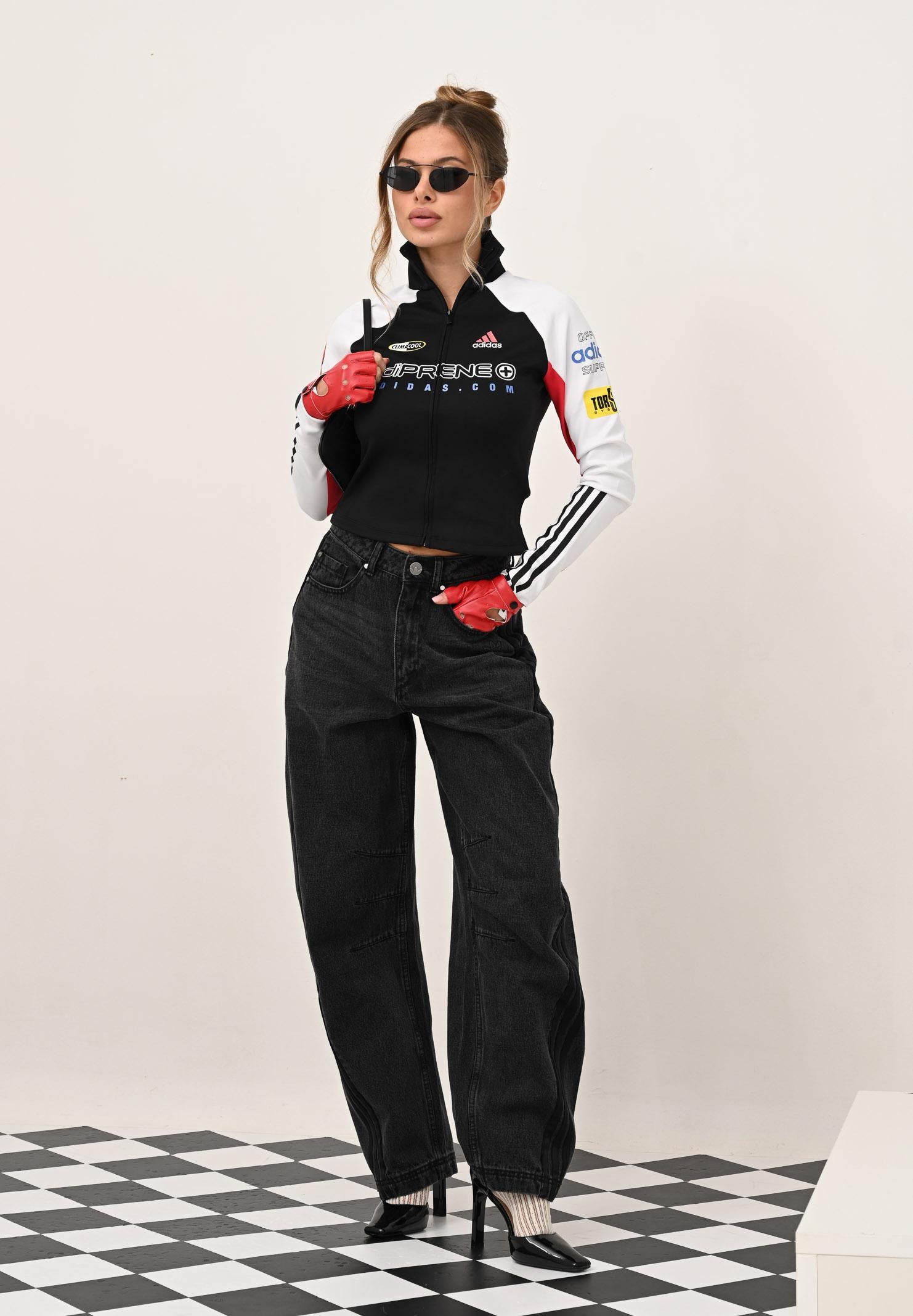 ADIDAS ORIGINALS Jeans ADILENIUM SEASON 3 in denim nero da donna JX9213 . ADIDAS ORIGINALS 