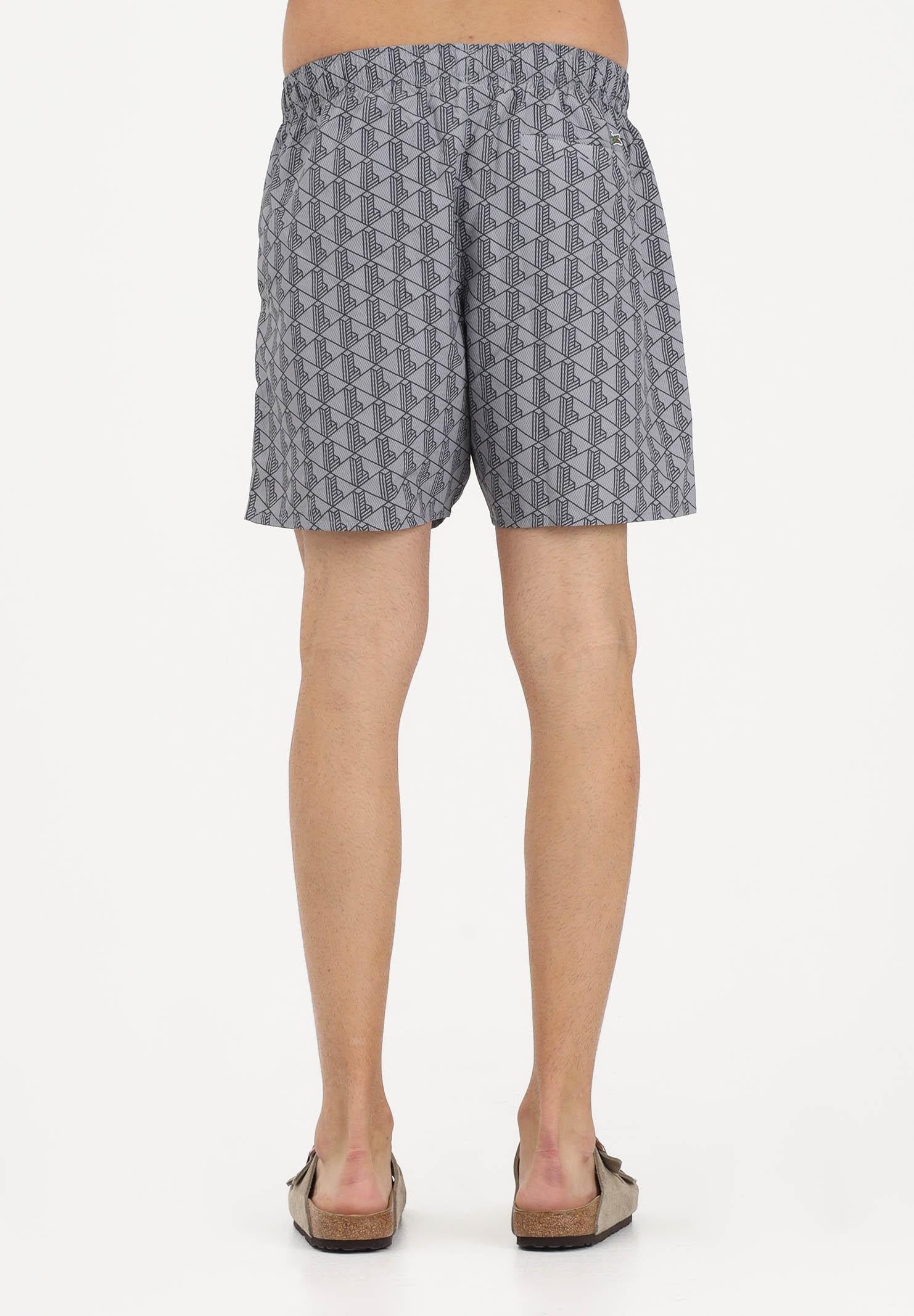 LACOSTE Shorts mare grigio da uomo con stampa monogramma MH9086 YIN LACOSTE 