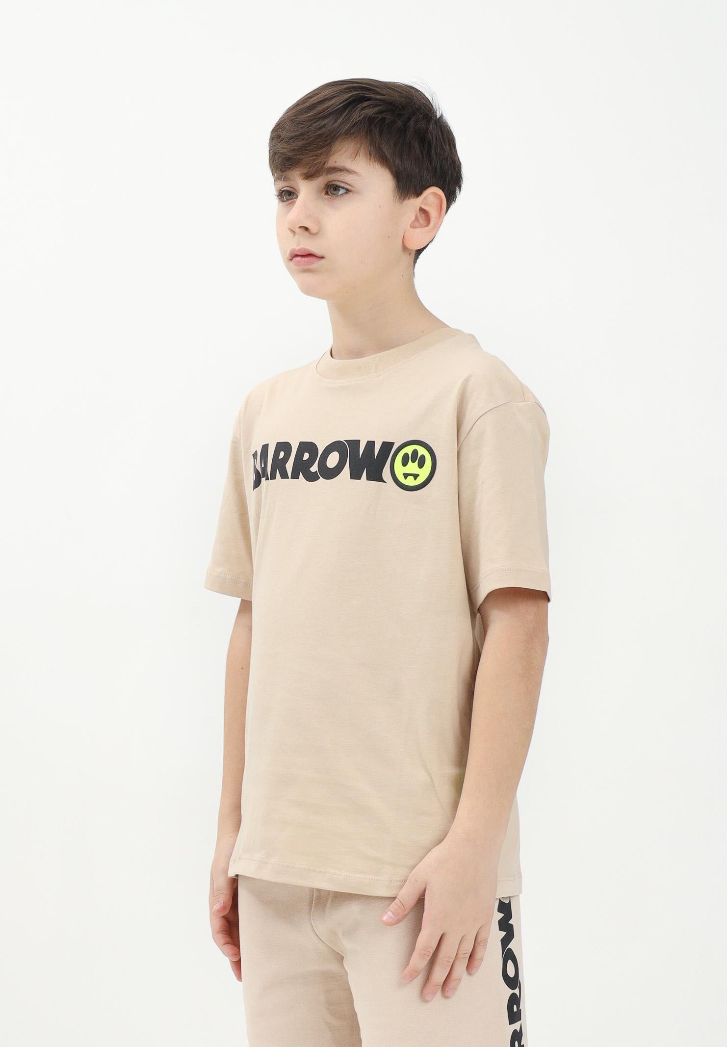 BARROW T-shirt a manica corta beige per donna, ragazzi e bambini con stampa logo S5BKJUTH082 092 BARROW 