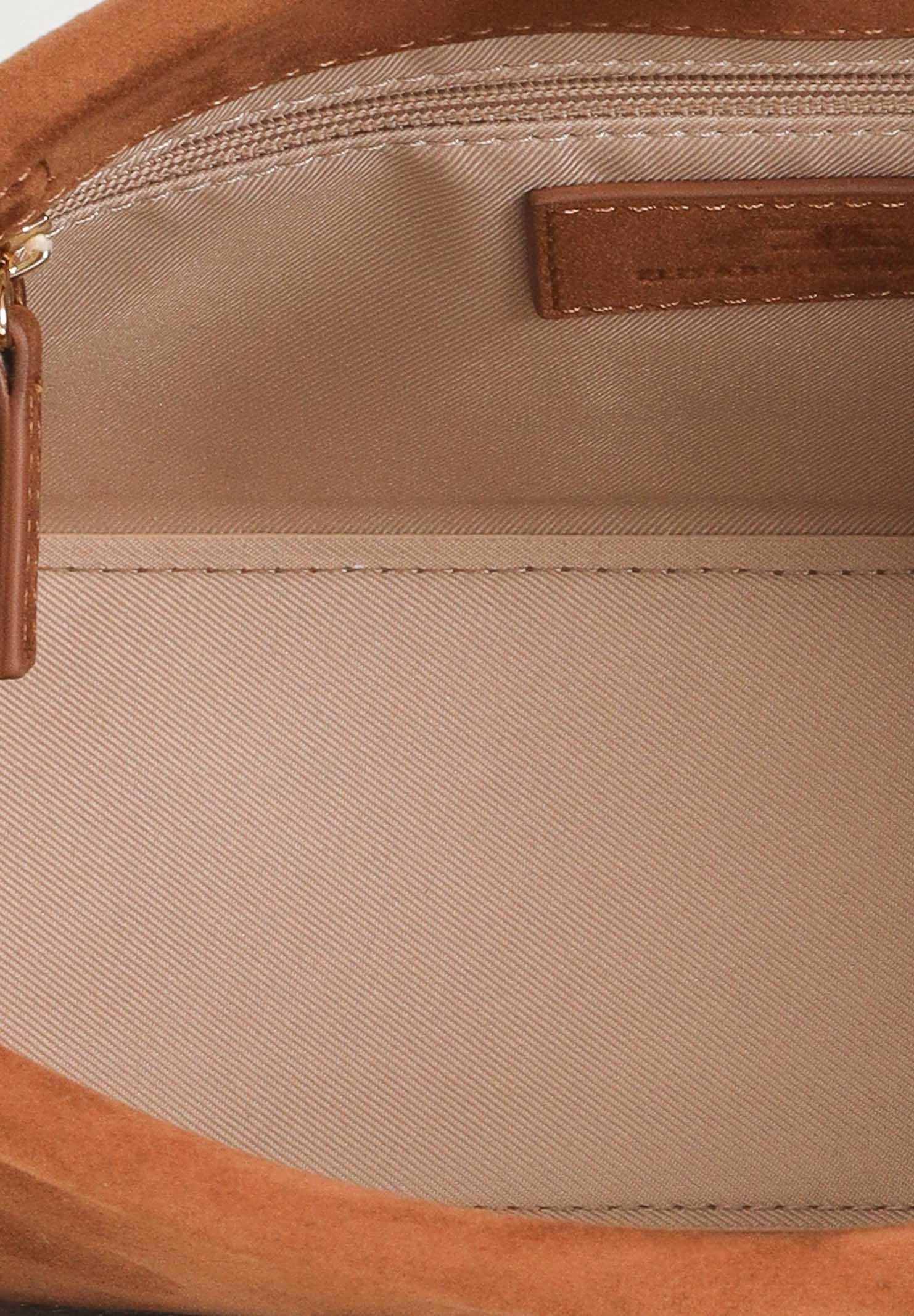 ELISABETTA FRANCHI Pochette cammello da donna realizzata in morbida pelle scamosciata BS60A57E2 EC1 ELISABETTA FRANCHI 