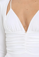 ELISABETTA FRANCHI Body manica lunga avorio da donna con drappeggi BO00356E2 360 ELISABETTA FRANCHI 