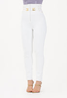 ELISABETTA FRANCHI Pantalone elegante avorio da donna con elastici PA15861E2 360 ELISABETTA FRANCHI 