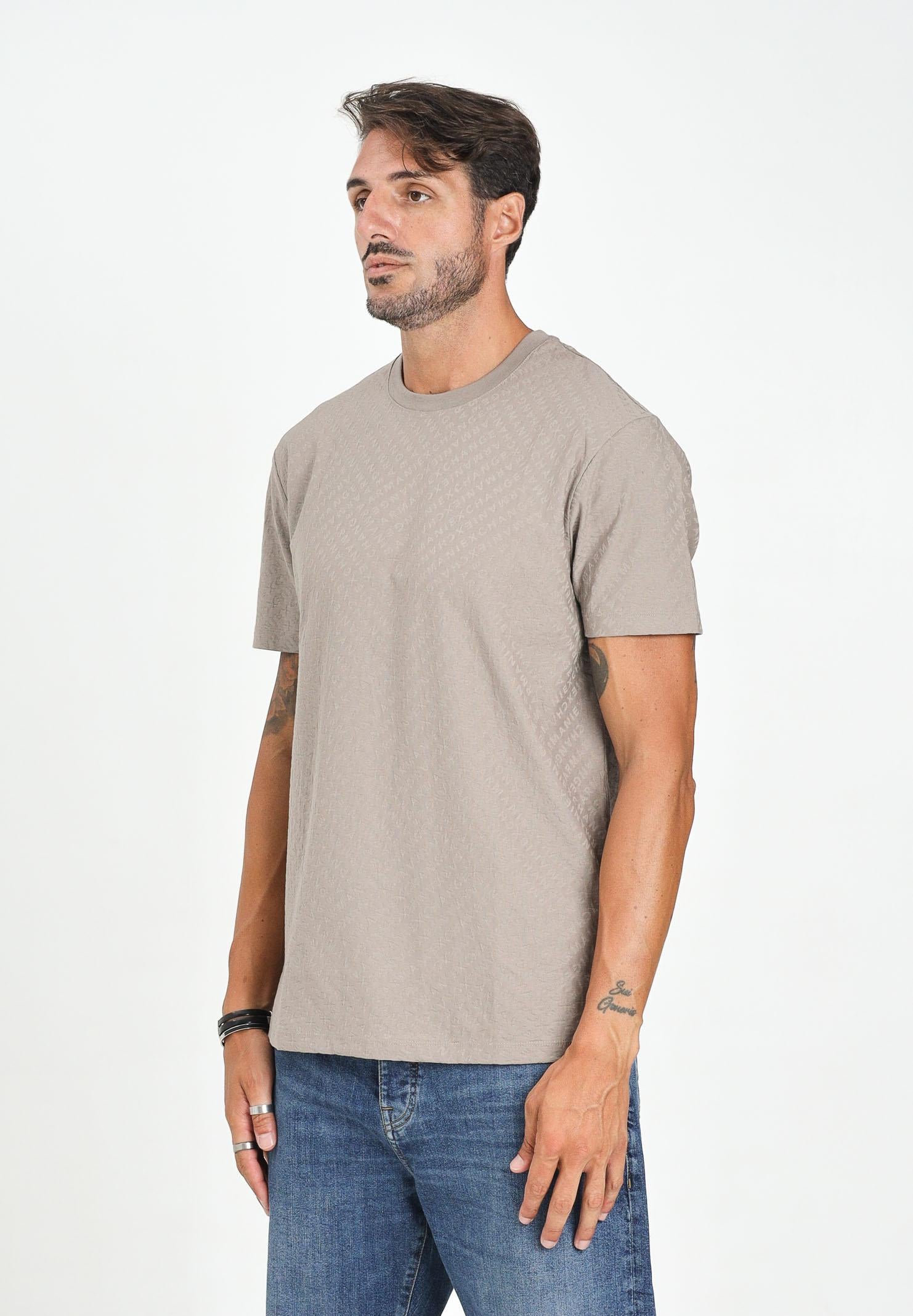 ARMANI EXCHANGE T-shirt a manica corta tortora da uomo con fantasia logo jacquard XM001431AF10337 F6097 ARMANI EXCHANGE 