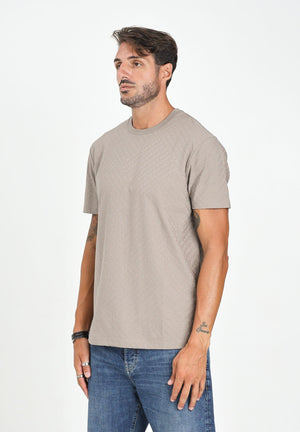 ARMANI EXCHANGE T-shirt a manica corta tortora da uomo con fantasia logo jacquard XM001431AF10337 F6097 ARMANI EXCHANGE 