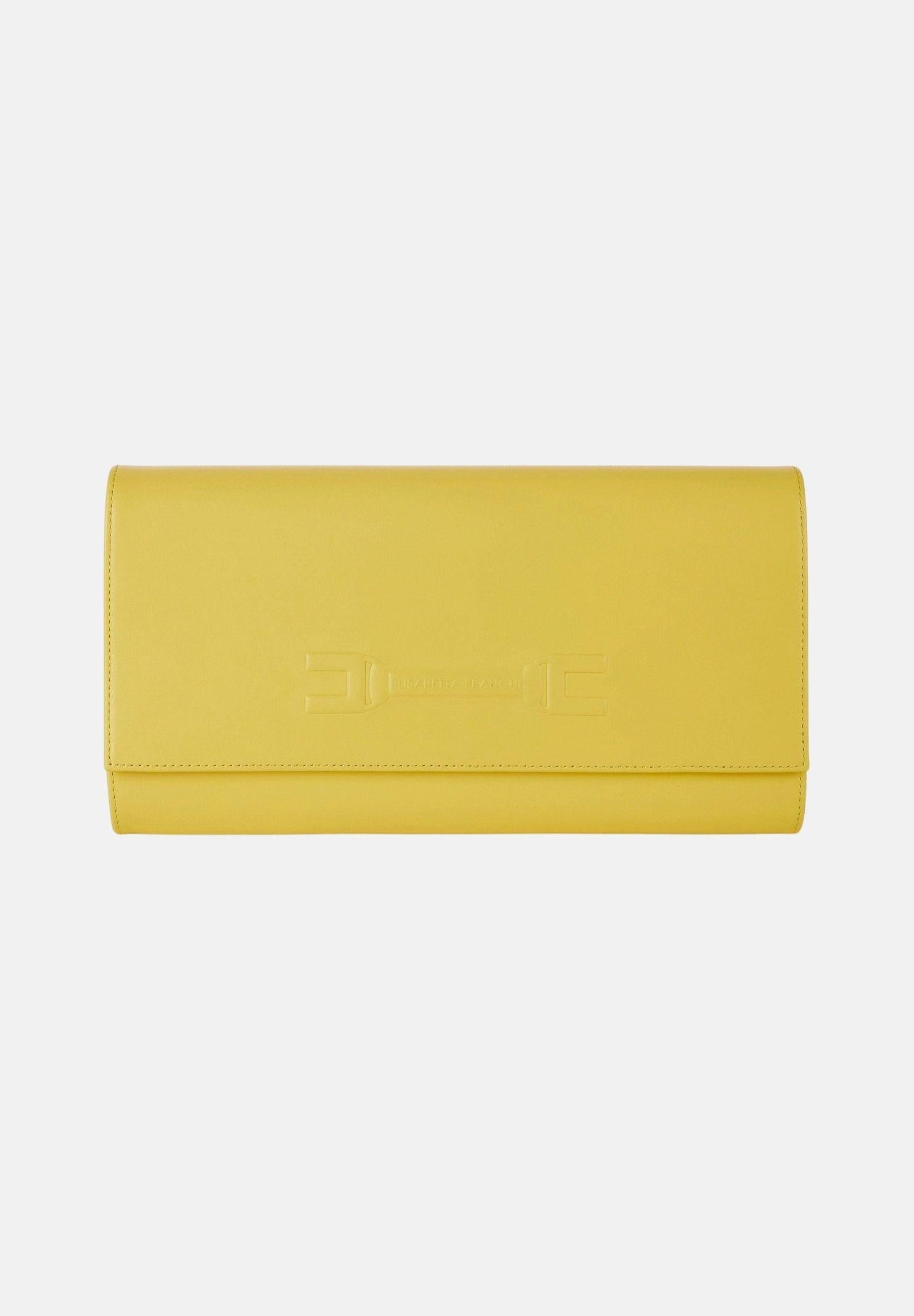 ELISABETTA FRANCHI Pochette gialla da donna realizzata in vera pelle BS99A61E2 EV4 ELISABETTA FRANCHI 