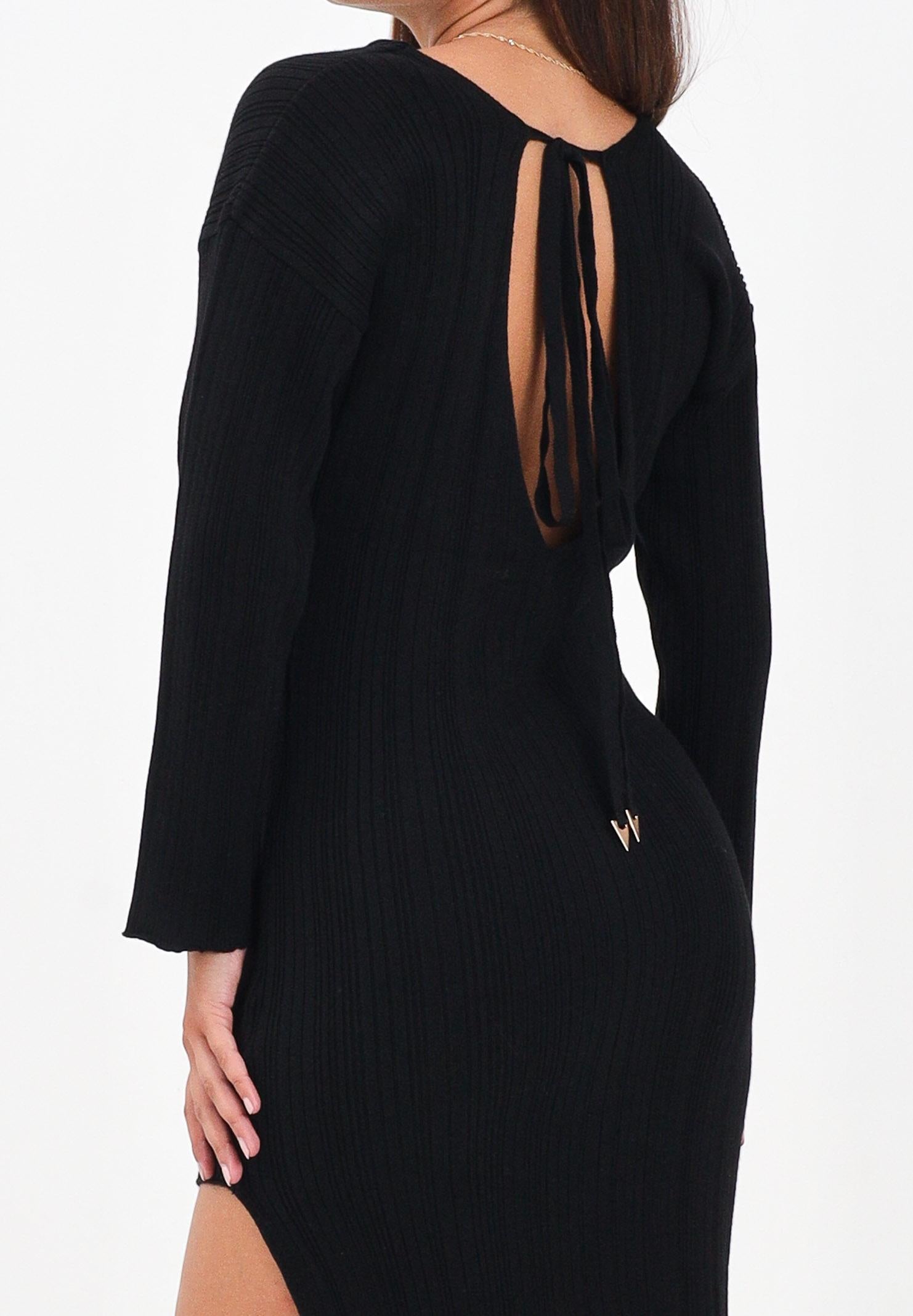 AKEP Abito midi nero da donna con scollo sul retro VSKD11004 V1 AKEP 