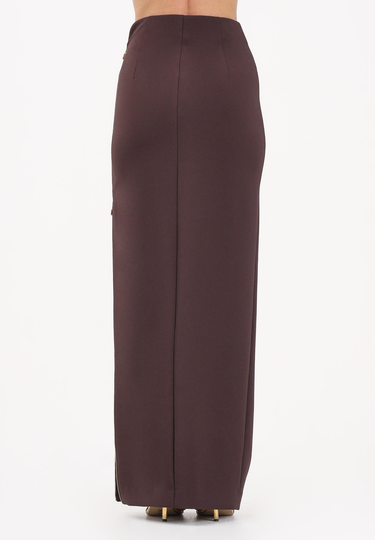 ELISABETTA FRANCHI Gonna lunga cacao da donna con zip gioiello GO16561E2 644 ELISABETTA FRANCHI 