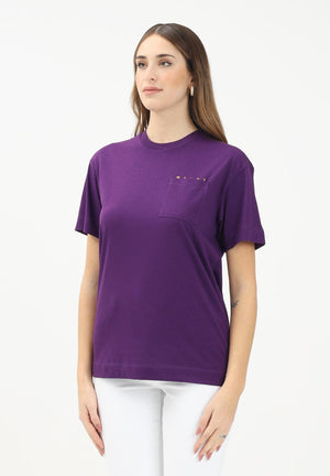 MARNI T-shirt a manica corta viola per donna, ragazzi e bamini con taschino e logo M01415M00RF 0M609 MARNI 