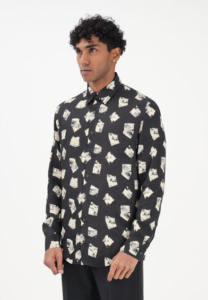 PATRIZIA PEPE Camicia a manica lunga nera da uomo con stampa grafica 5C0310A093 FG79 PATRIZIA PEPE 