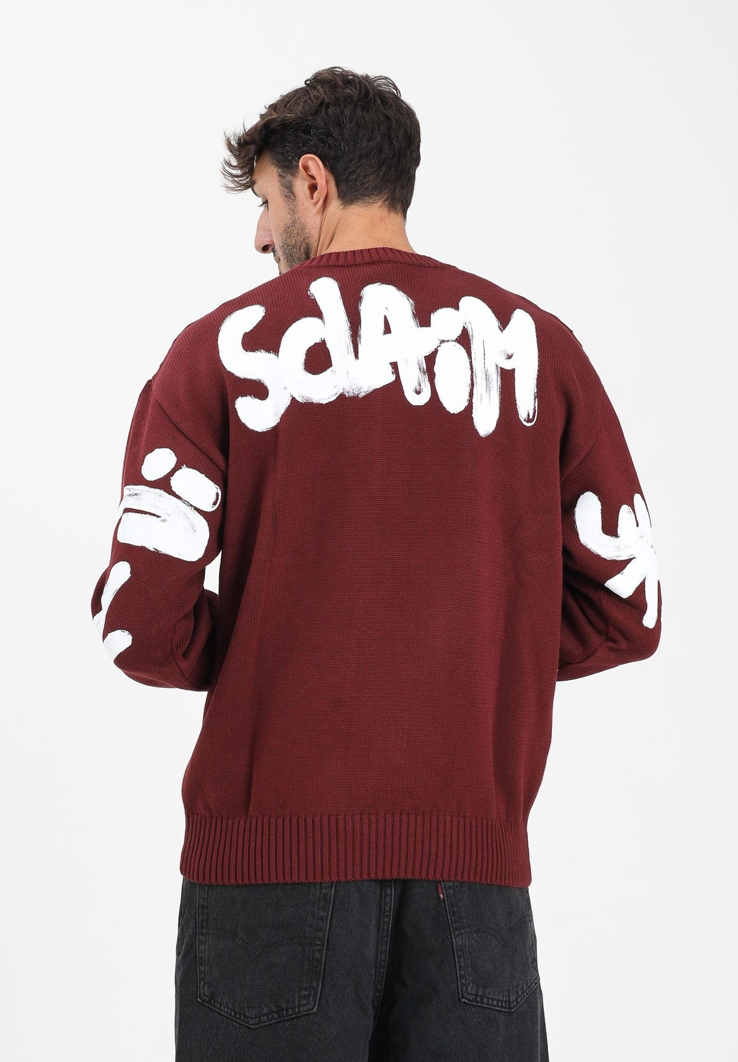 DISCLAIMER Maglioncino girocollo bordeaux da uomo con stampa logo 25IDS55116 BO DISCLAIMER 