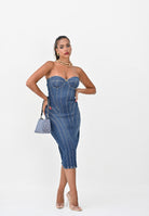 ELISABETTA FRANCHI Abito midi in denim da donna AJ44D56E2 104 ELISABETTA FRANCHI 