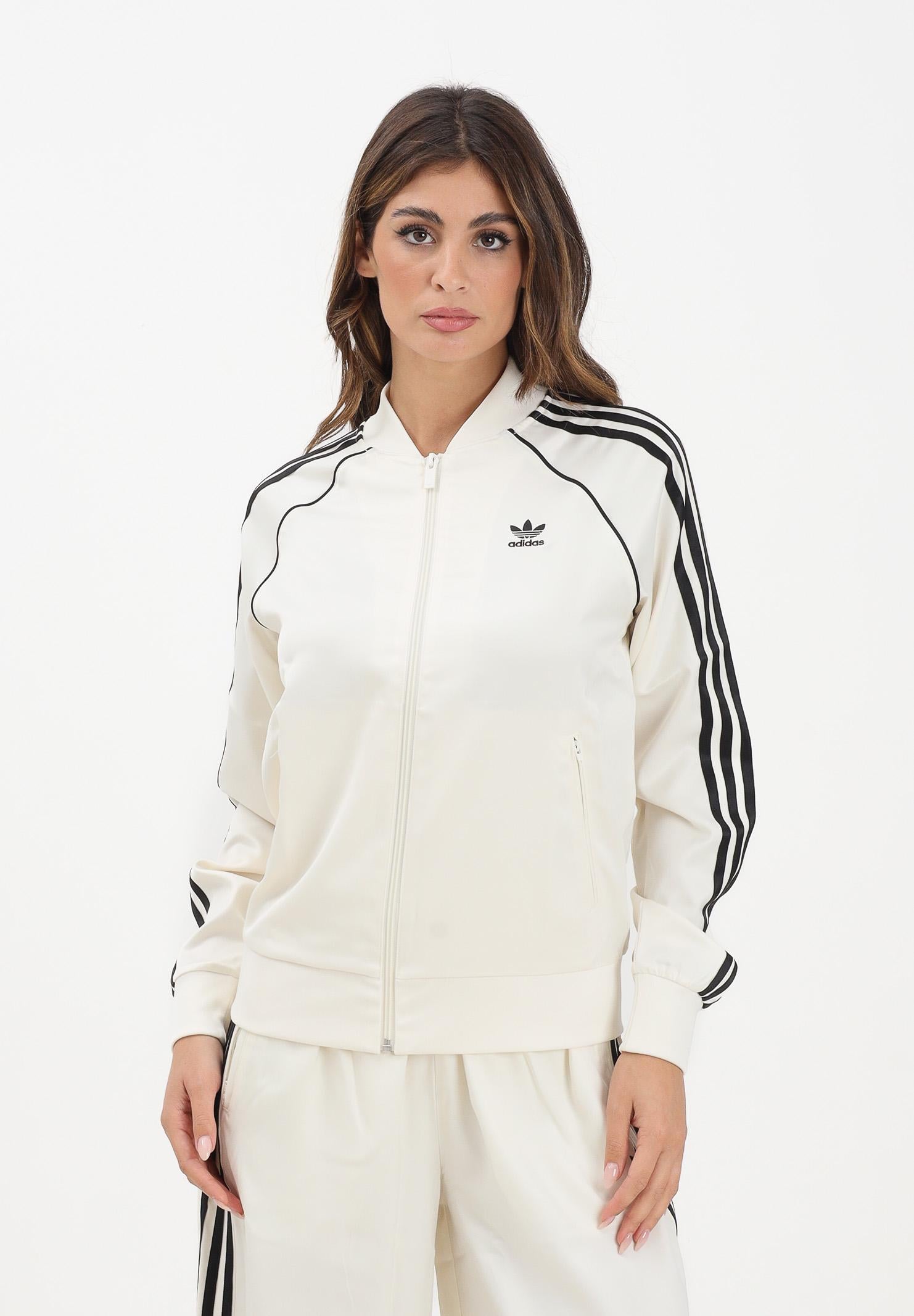 ADIDAS ORIGINALS Felpa con zip Adicolor SST Satin panna da donna KH1567 . ADIDAS ORIGINALS 