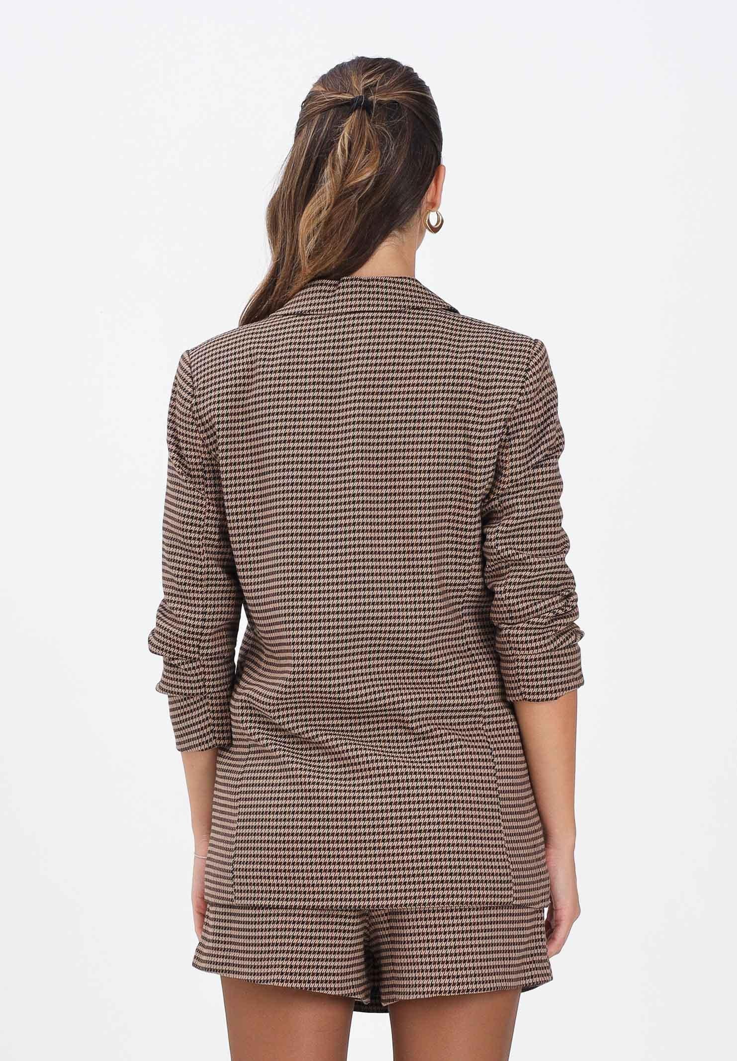 ONLY Giacca monopetto beige da donna con stampa pied de poule 15353566 DecadentChocolate ONLY 