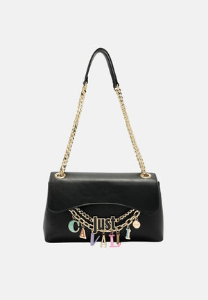 JUST CAVALLI Borsa a tracolla nera da donna con charm logo 80RA4BE2ZSD85 899 JUST CAVALLI 