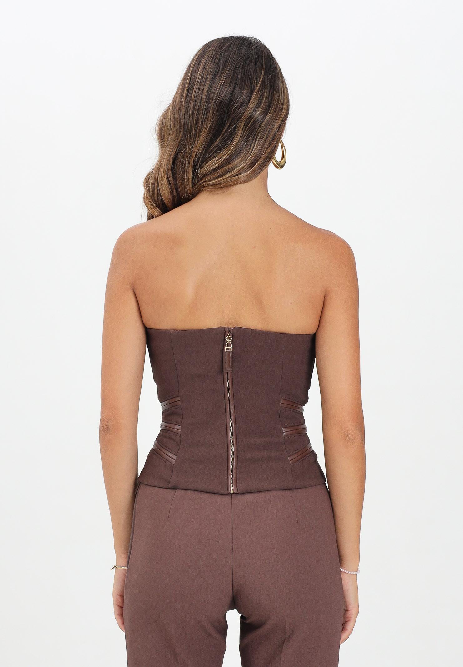 ELISABETTA FRANCHI Corpetto marrone da donna con dettagli zip<BR/> TO03656E2 EA3 ELISABETTA FRANCHI 